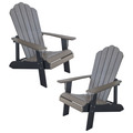 Amerihome Simulated Wood Outdoor Adirondack Chair, Driftwood w/ Black, PK2 ADCHAIR1SET